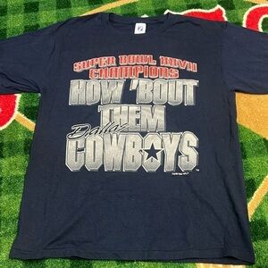 Dallas Cowboys Mens L Blue White NFL Football How 'Bout Them Cowboys Tee 1994
